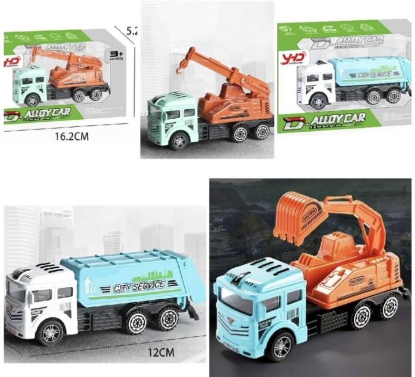 Kidoyz Die Cast City Service Vehicle Set of 3 Pull Back Metal Truck with Light & Sound  (Multicolor, Pack of: 3)