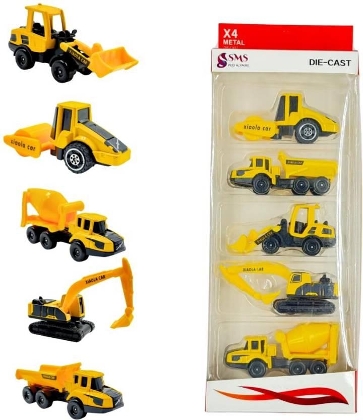 5 in 1 Die Cast Metal Construction JCB Set Toy  (Yellow, Pack of: 5)