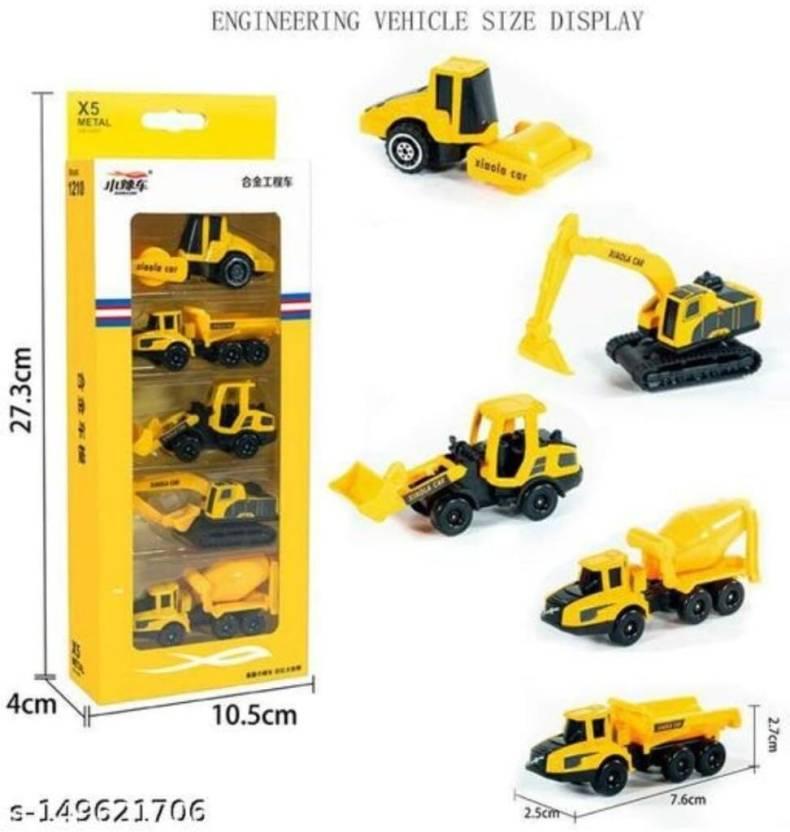 5 in 1 Die Cast Metal Construction JCB Set Toy  (Yellow, Pack of: 5)
