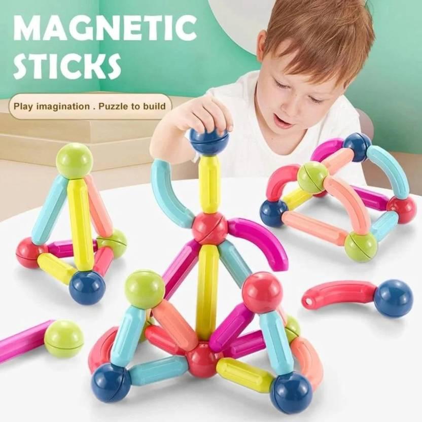 52 Piece Magnetic Building Sticks Blocks Toys Learning Sticks and Balls for Kids  (Multicolor)