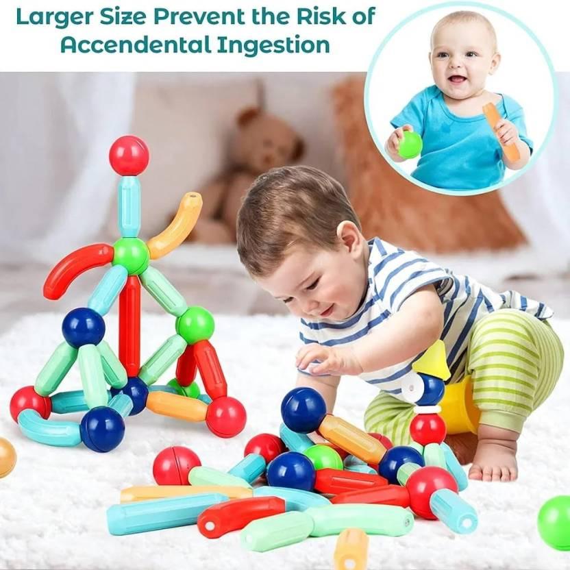 52 Piece Magnetic Building Sticks Blocks Toys Learning Sticks and Balls for Kids  (Multicolor)