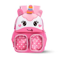 Trendy Unicorn Printed Cartoon Character Backpack for Kindergarten - Fun, Durable, Spacious with Front Pockets - Yellow
