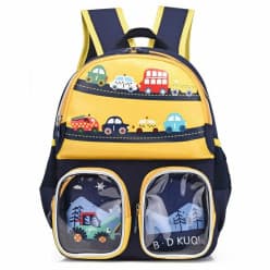 Trendy Kids Cartoon Character Backpack for Kindergarten - Fun, Durable, Spacious with Front Pockets - Bule-Yellow