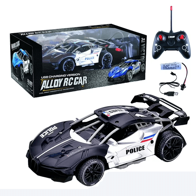 Remote Control Car, 2.4Ghz 1/18 Scale Model Police Racing Car Toys, RC Car for Kids and Boys with Cool Led Lights
