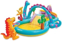PVC Inflatable Dinoland Play Centre for Kids,Size:119in X 90in X 44in|Moveable Dino Arch Sprayer, Slide and Splash Water Park|Outdoor & Indoor Bathtub