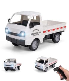 KIDOYZ Mini Hauler 1:16 Scale Remote Control Kei Truck – 2.4GHz All-Terrain RC Transport Pickup Truck with Water Spray & LED Headlights, Rechargeable Off-Road Cargo Toy Car for Kids, Teens & Adults (White)