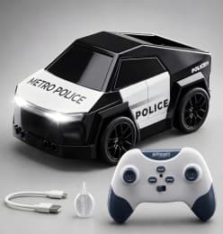 KIDOYZ Cyber Truck Style Smart Police RC Drift Car for Kids | 2.4GHz Remote Control Stunt Vehicle with Gesture Sensor, LED Lights, Smoke Spray Effect, Follow & Escape Modes (Rechargeable)