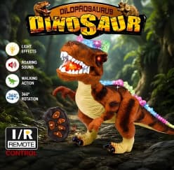 KIDOYZ Remote Control Dinosaur Toy for Kids – Interactive Walking T-Rex Robot with Realistic Roaring Sound, LED Lights, Water Spray Mist & Rechargeable Battery | RC Dino Gift for Boys & Girls Age 3+