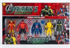 KIDOYZ Superhero Action Figure Set with LED Lights – 5-Piece Multiverse Hero & Villain Convertible Toy Playset for Kids (Ages 3+)
