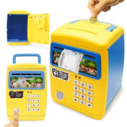 Money Safe Kids With Finger Print Sensor Piggy Savings Bank With Electronic Lock, Blue(Modern)