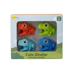 KIDOYZ Cute Dinolar Press & Go Dinosaur Toy Playset (Pack of 4) – Friction Powered Biting & Zooming Dino Vehicles for Toddlers & Kids (Ages 3+)