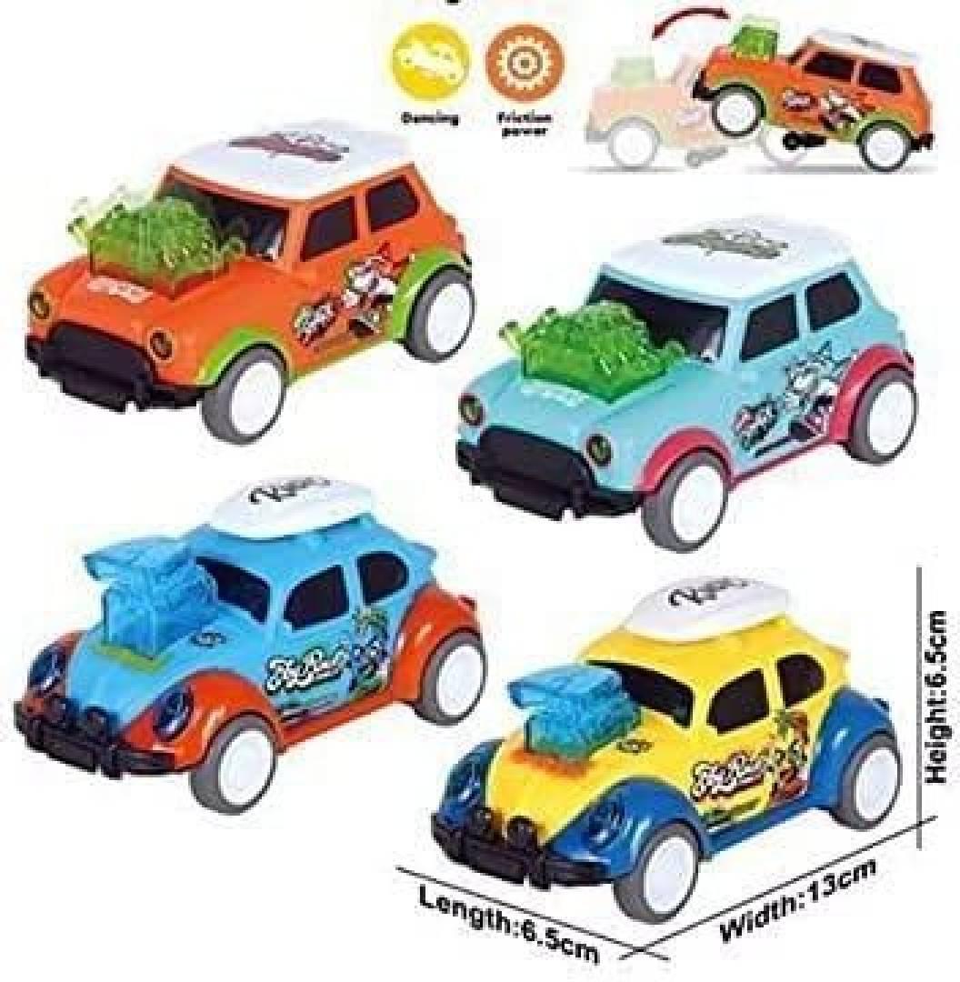 4pcs Bobbing Dancing Car Push and Go Play Set Friction Powered Vehicles  (Multicolor, Pack of: 4)