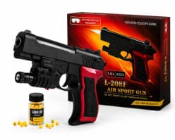 Ultrabox Trends L-208F 6mm BB Airsoft Toy Pistol with Tactical Flashlight Attachment, Spring Powered, Includes 100 BB Pellets (Pack of 1)