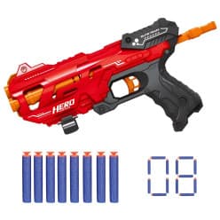 Kidoyz Easy-Shoot Soft Bullet Gun for Little Kids – My First Foam Blaster with 8 Soft Darts | Easy Cocking Toy Gun for 3 4 5 Year Old Boys Girls | Safe Indoor Outdoor Shooting Game (Red)
