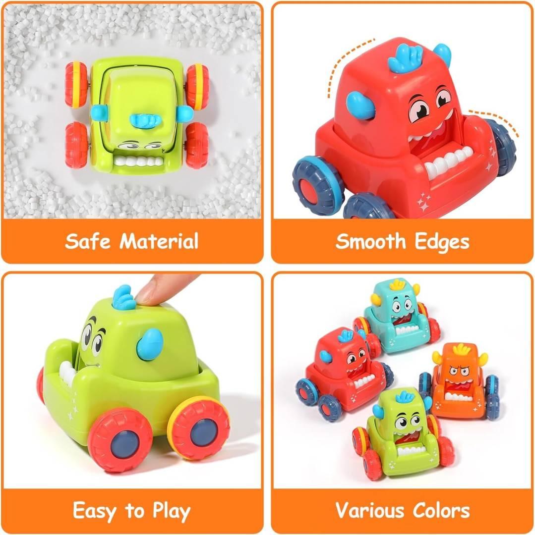 4Pcs Mini Monster Car Fun Press Sliding Toys For Kids - Set Of 4  (Multicolor, Pack of: 4)