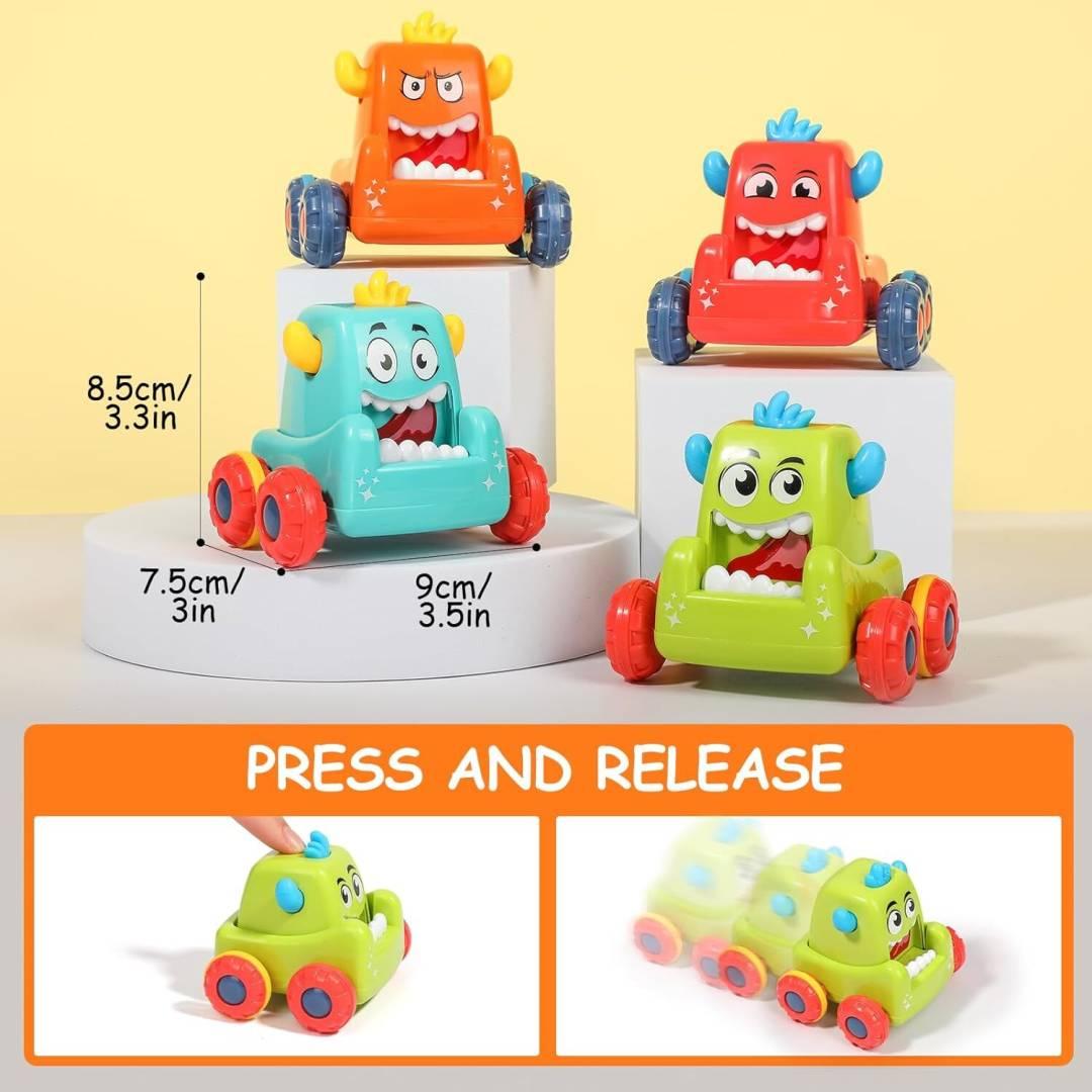 4Pcs Mini Monster Car Fun Press Sliding Toys For Kids - Set Of 4  (Multicolor, Pack of: 4)