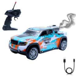 Wonder Off Road Chase Rc Car | Smoke Function | Abs Plastic Body | Rubber Tyres 45 Degree Climbing Rechargeable Battery Type C Charging