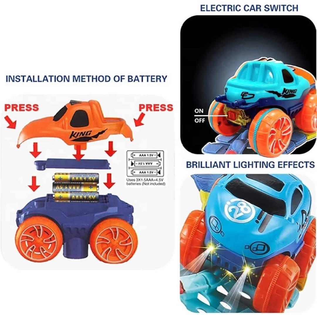 46pcs DIY Changeable Track Racing Car Set With LED Glowing & Flexible Assembled  (Multicolor)
