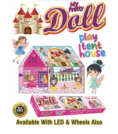 Kidoyz My Pretty Doll Play Tent House with LED Lights for Kids | Rectangle Box Packaging | 3x3x3.5 ft | Doll Theme Girls Tent