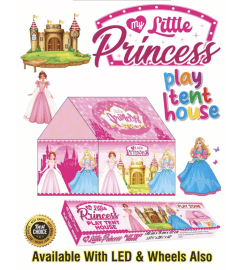 Kidoyz My Little Princess Play Tent House with LED Lights for Kids | Rectangle Box Packaging | 3x3x3.5 ft | Princess Theme Girls Tent