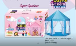 Kidoyz Castle Dream Paradise Play Tent House for Kids | Super Spacious Hexagonal Castle Tent | 140x70x140 cm | Indoor & Outdoor Princess Play Tent