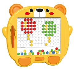 Magnetic Slate Magnetic Drawing Board for Kids Doodle Board Magnetic Beads Pen Drawing Board Dot Art Educational Travel Toys for 2 3 4 5 6 7 8 Year Old Boys Girl (Bear Slate)