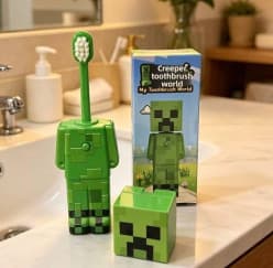Kidoyz Minecraft Character Toothbrush for Kids | Expandable Pixel Style Travel Toothbrush - 1Pcs
