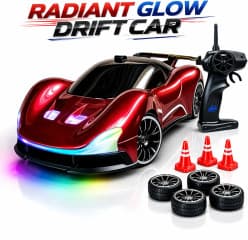 1:20 Scale RC Drift Car 4WD 2.4GHz 15KM/H High Speed Racing Sport Toy Car with LED Lights, Racing and Drift Wheels