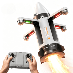 Kidoyz Mini Missile Aircraft Foldable Drone with Remote Control, Flying Aircraft Toy for Kids