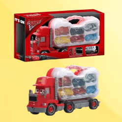 Kidoyz Lightning McQueen Disney Pixar Cars Mack Truck Car Carrier Playset with Detachable Storage Container & Mini Die-Cast Cars