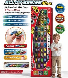 Alloy Series Metal Racing Cars Set | Pack of 40 Mini Die-Cast Toy Cars | Multicolor Pull Back Style Cars for Kids (3+ Years)