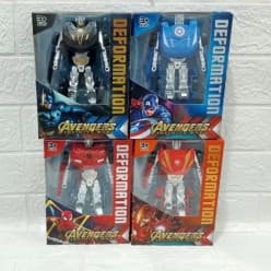 Kidoyz 2-in-1 Superhero Deformation Transformer Toy | Robot to Car Action Figure | Iron Man, Spider-Man, Captain America & Batman | 4 Styles | Random Dispatched