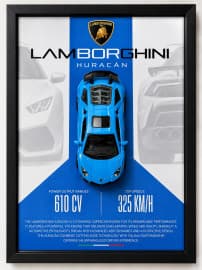 Lamborghini Blue Die-Cast Car Wall Frame | 3D Model Car Wall Art Decor