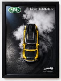 Defender Smoke Die-Cast Car Wall Frame | 3D Model Car Wall Art Decor