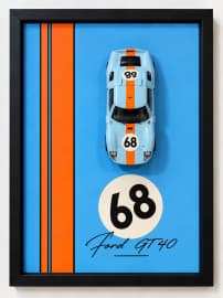 Gulf Vintage Mercedes Die-Cast Car Wall Frame | 3D Model Car Wall Art Decor