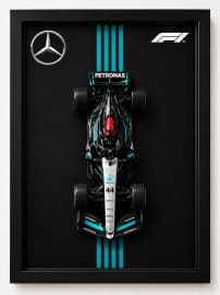 Mercedes F1 Blue Die-Cast Car Wall Frame | 3D Model Car Wall Art Decor
