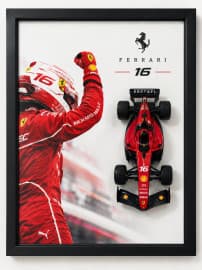 Ferrari Red Die-Cast Car Wall Frame | 3D Model Car Wall Art Decor