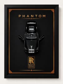 Black Phantom Die-Cast Car Wall Frame | 3D Model Car Wall Art Decor