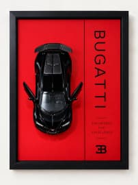 Bugatti Black & Red Die-Cast Car Wall Frame | 3D Model Car Wall Art Decor