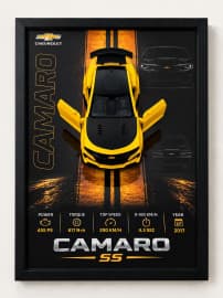 Camaro Die-Cast Car Wall Frame | 3D Model Car Wall Art Decor