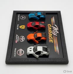 My Garage 4-Car Set Die-Cast Car Wall Frame | 3D Model Car Wall Art Decor