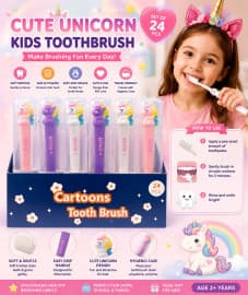 Unicorn Soft Bristle Kids Toothbrush with Travel Case | Color as per Stock dispatched | Pack of 1 Pc