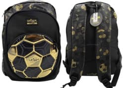 Football Print School Backpack for Kids | Black & Gold | Pack of 1 Pc