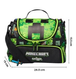 Minecraft Creeper Lunch Bag with Shoulder Strap | 24.5 x 15.5 x 15 cm | Pack of 1 Pc