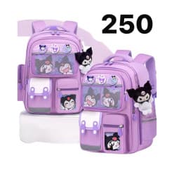 Kuromi 16 Inch School Backpack with Plush Charm for Girls | Purple | Pack of 1 Pc