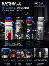 Insulated Water Bottle | 520 ml | Style 2 | Color as per Stock dispatched | Pack of 1 Pc