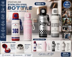 Insulated Water Bottle | 550 ml | Color as per Stock dispatched | Pack of 1 Pc
