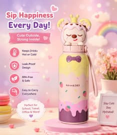 Water Bottle for Kids | 600 ml | Color as per Stock dispatched | Pack of 1 Pc