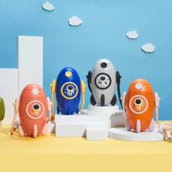 Space Theme Plastic Water Bottle for Kids | 400 ml | Color as per Stock dispatched | Pack of 1 Pc