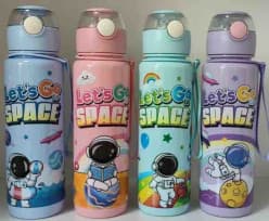 Space Theme Plastic Water Bottle for Kids | Color as per Stock dispatched | Pack of 1 Pc
